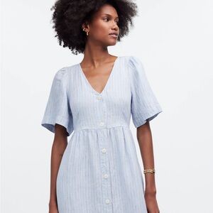 Madewell Cassie Button-Front Midi Dress in Linen- size XS